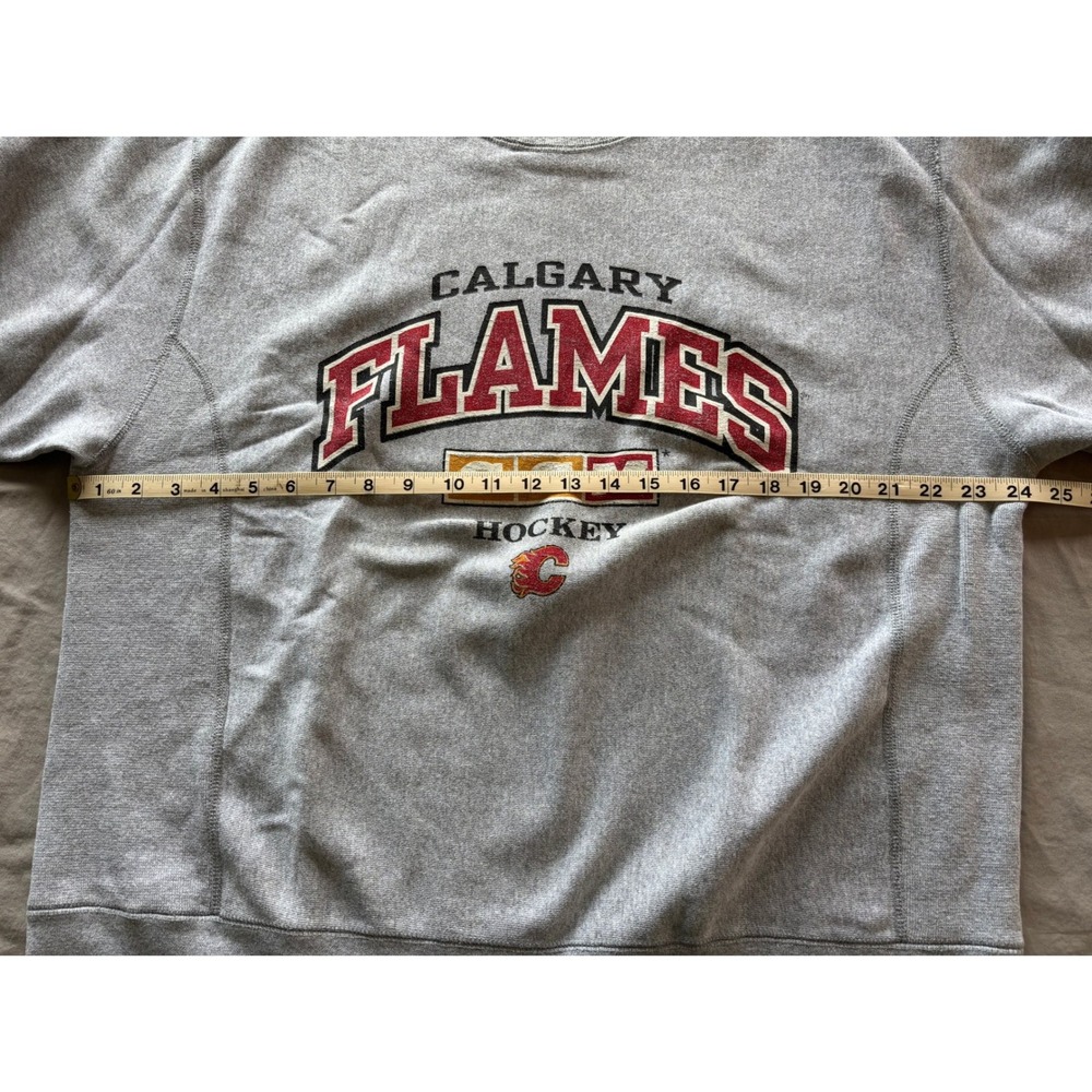 Vintage CCM Calgary Flames Hockey Sweatshirt Gray NHL Center Ice Large Canada - Picture 4 of 8